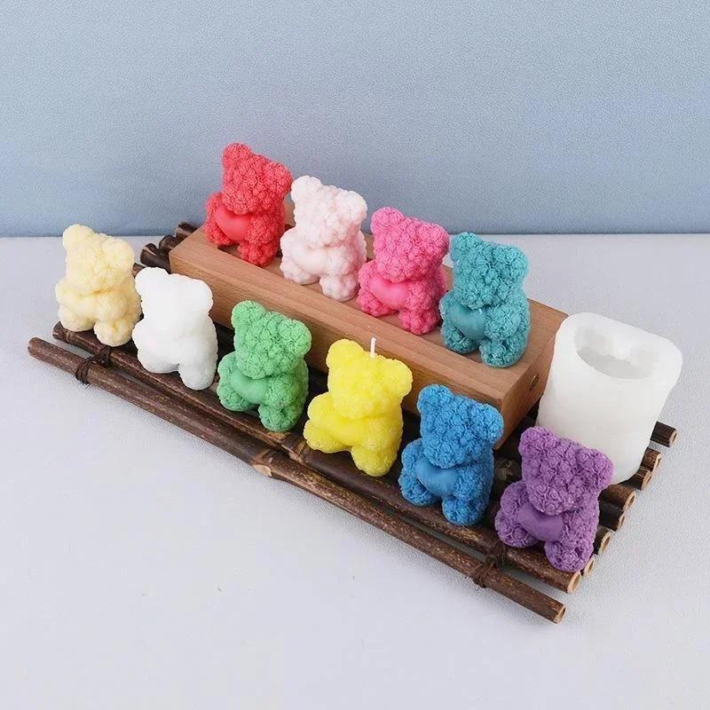 3D Bear Hug Love Silicone Candle Mold Diy Cute Bear Pet Candle Making Supplies Handmade Soap Plaster Resin Mold Home Decor Gift