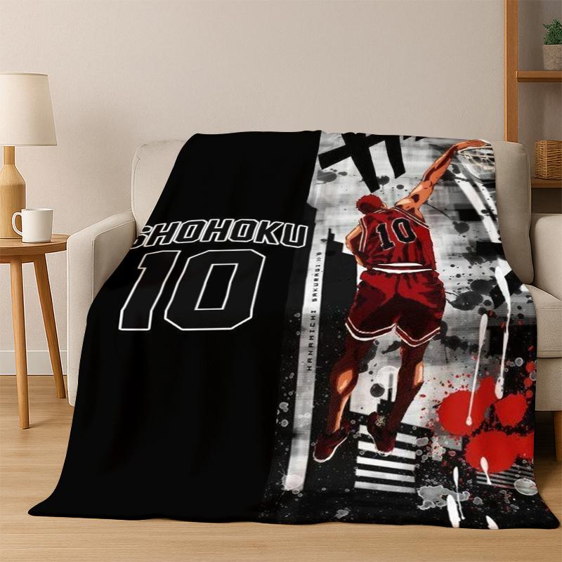 Cartoon Slam Dunk Basketball Anime Flannel Blanket Soft Warm Blanket Throw Blanket for Bedroom Living Room Bed Travel Picnic