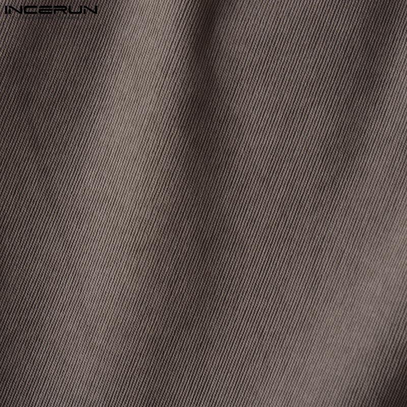 INCERUN Men Spring High Waist Buttons Solid Casual Long Chunky Pants Trousers 