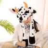 Warm Hat with Jumping Ears Party Stuffed Cow Ox Horn Toy Fleece Cap for Kids