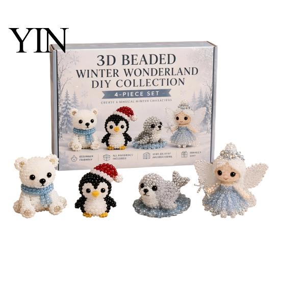 Kleberloses Perlen-Set 3D Perlen-DIY-Set, Lebensechtes Weihnachtstier-Bastelset, Perlenkatze Handgemachtes Einfaches Stickset für Kinder und Erwachsene Festlicher Feiertag