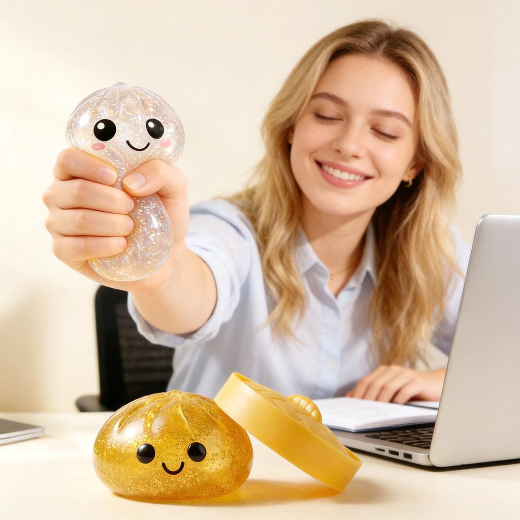 Realistic Giant Steamed Bun, A Toy With A Steamer, A Slow- Dough Ball Designed For Stress Relief.Glitter Dumpling