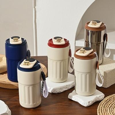 Stainless Steel Thermal Coffee Cup Digital Display 450ml Insulation Cup Double-layer Delicate Carrying Water Cup for Students