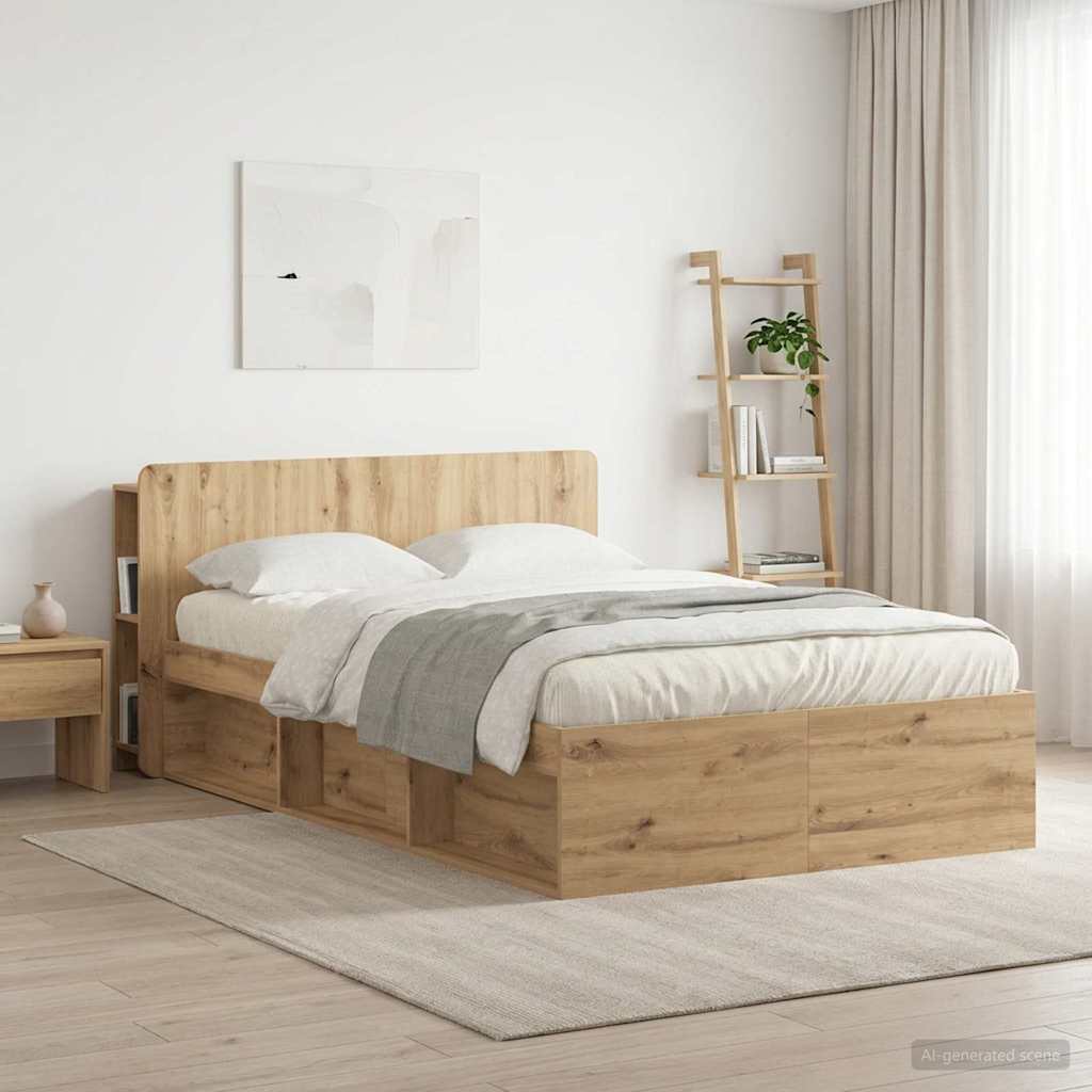 Headboard Cabinet with Storage Artisan Oak Wood Material