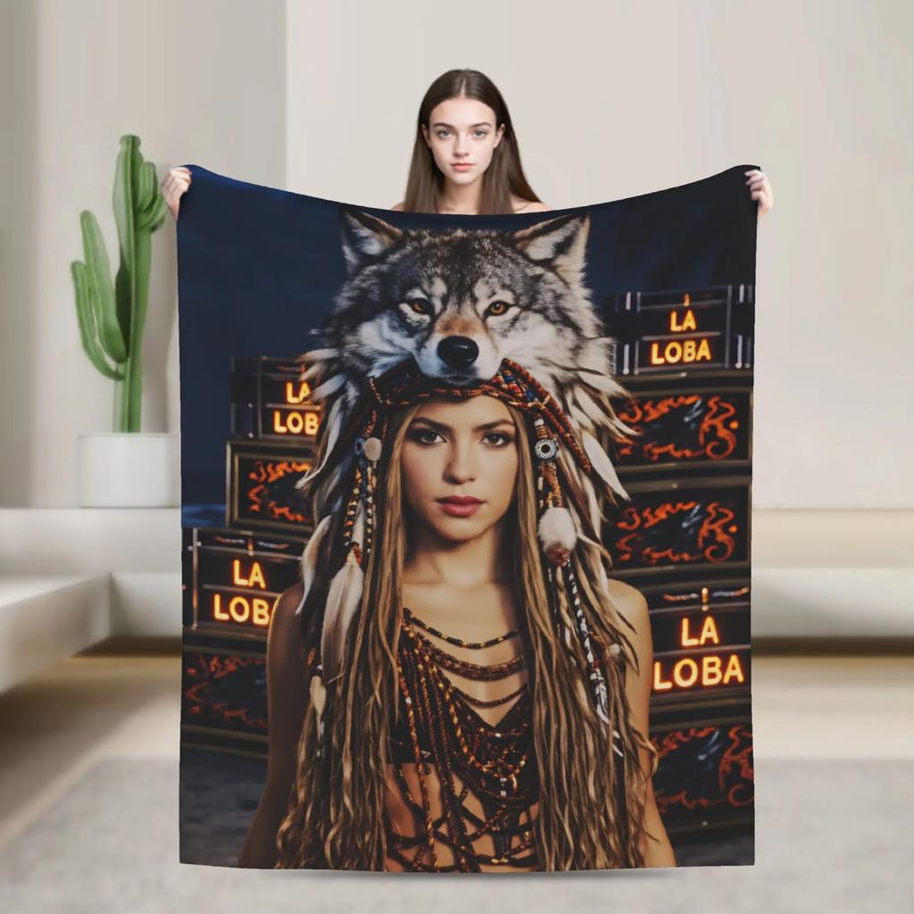 Warm Blanket Decorative Shakira Throw Blanket Singer Pop Flannel Bedspread For Living Room Street Trend Sofa Bed Cover