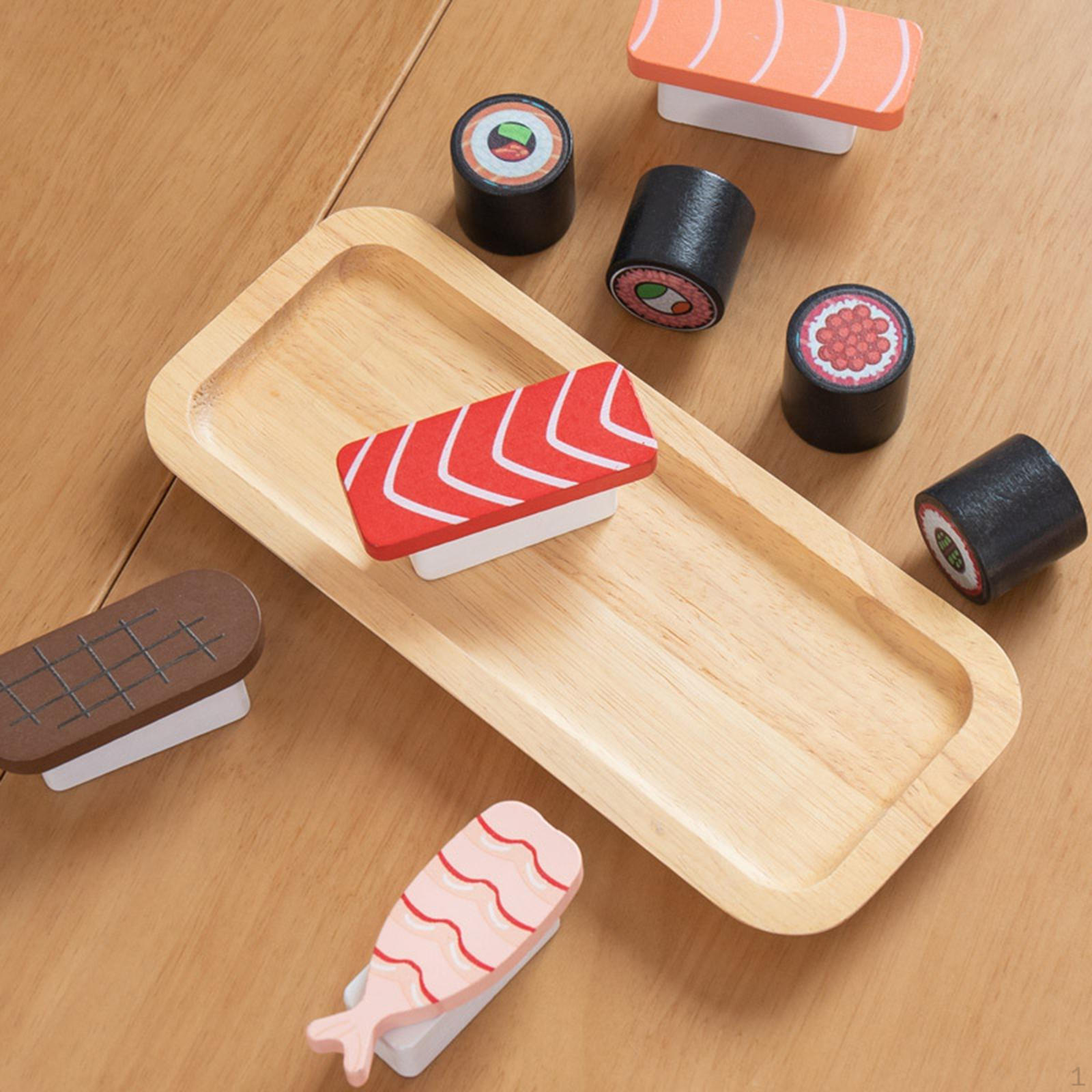 Sushi Slicing Play Food Set,Pretend Kitchen Toys Preschool Wooden Playset for Ages 3+