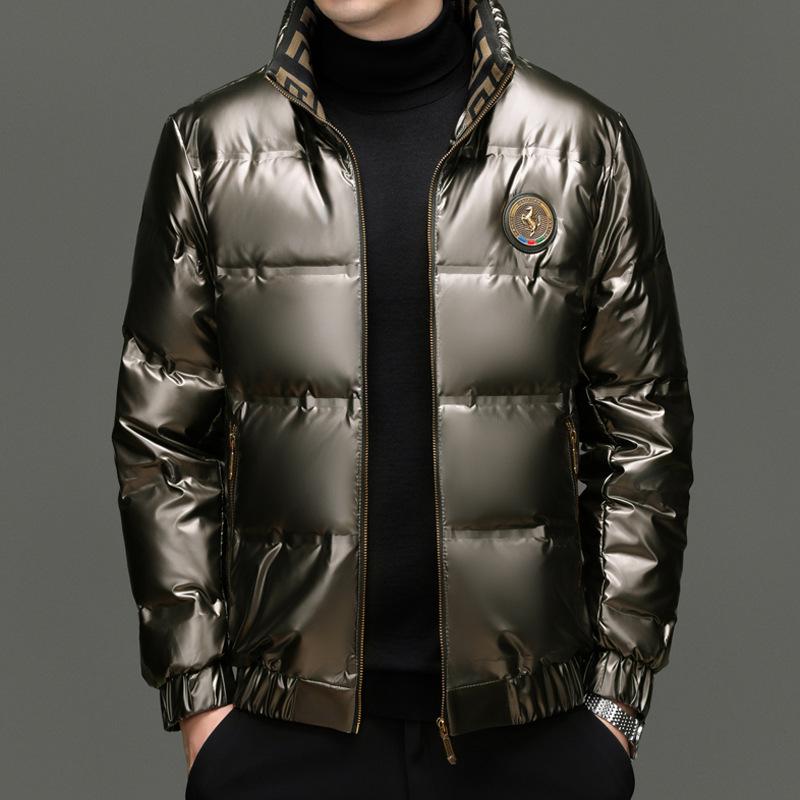 

2025 Winter Men s Fashion Stand Collar Down Jacket - European Style, 50% Duck Down, Casual & Couple Design M золотий