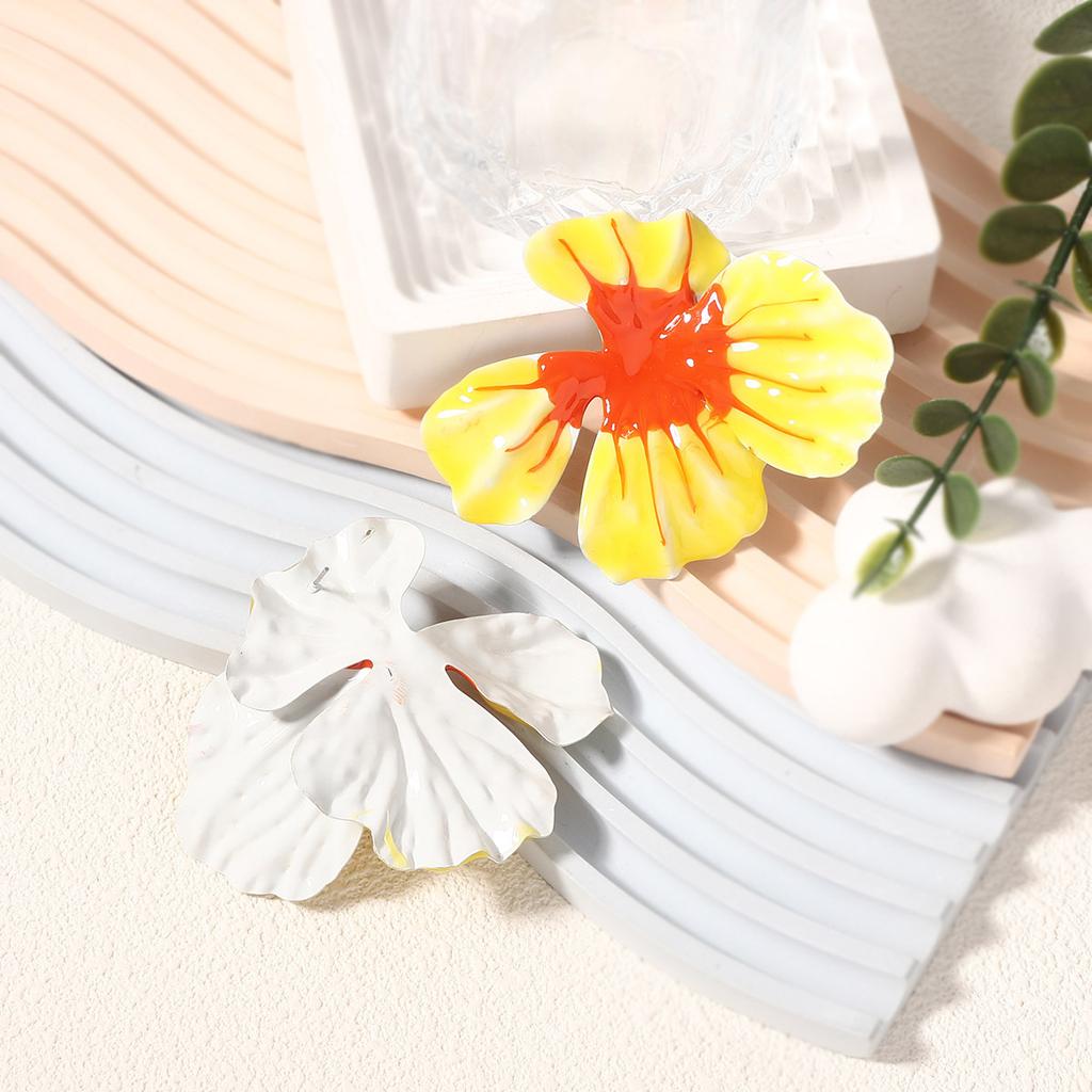 Neue Bohemian Öltropfenfarbe übertriebene große Blume Mode Trend Ohrringe, Nischen-Design Damenmodelle