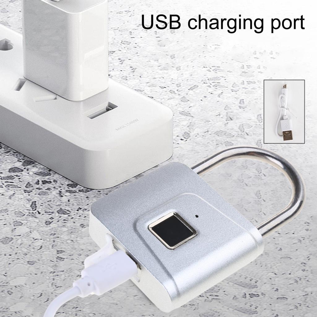 Biometric Fingerprint Padlock Keyless Lock Medium Sized Digital Fingerprint Lock Suitable for Gym Locker & Outdoor Use