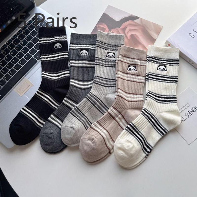 

5 пар носков с бантами в рулоне для женщин, носки до середины икры для осени и зимы, многоцветные махровые носки в балетном стиле для женщин 5 pairs