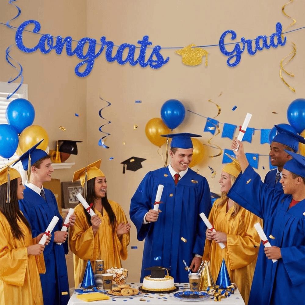 Reusable Glittery Gold Garland Glitter Decor Graduation Hanging Banner  Party Supplies