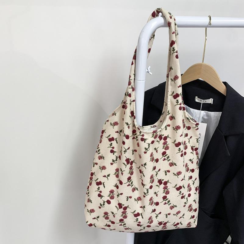 Floral Print Thin Shoulder Bag with Large Capacity
