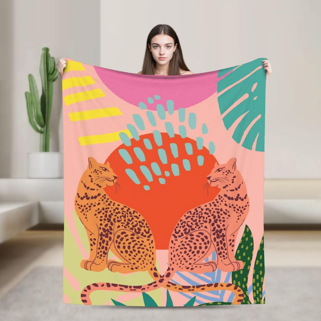 Scandinavian Style Leopard Lover Blankets Warm Soft Plush Throw Blanket For Couch Bed Travel Office Flannel Bedspread Bed Cover