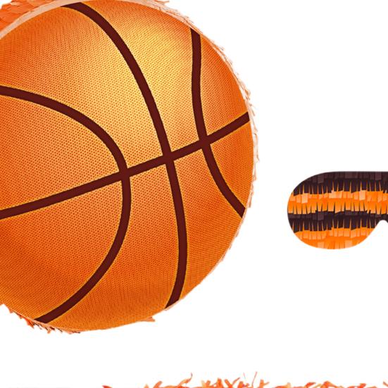 Basketbalová piňata se šátkem na oči, pálkou a konfetami, zásoby na párty s basketbalovou tématikou pro děti, dospělé, sportovní dárky na narozeninovou oslavu