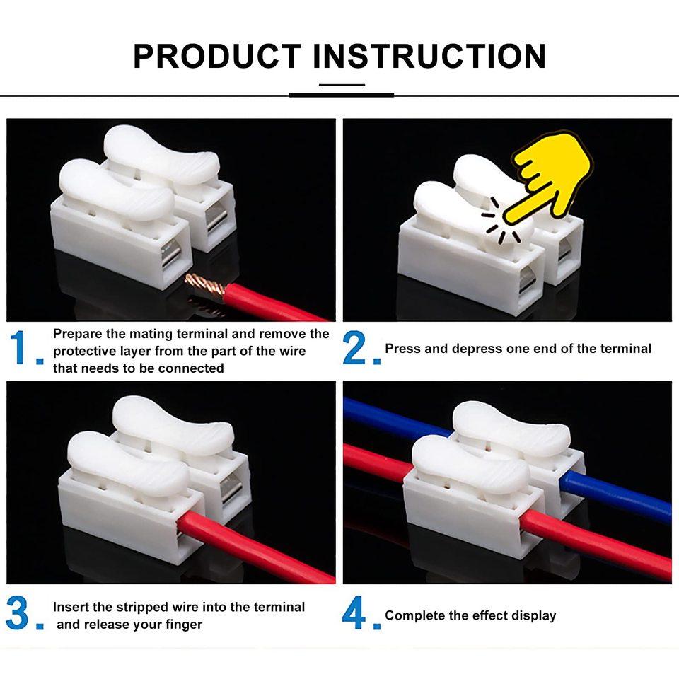 20pcs Wire Connectors No Solding Welding Quick Cable Wire Connector No Screw Terminal Block Spring Clamp
