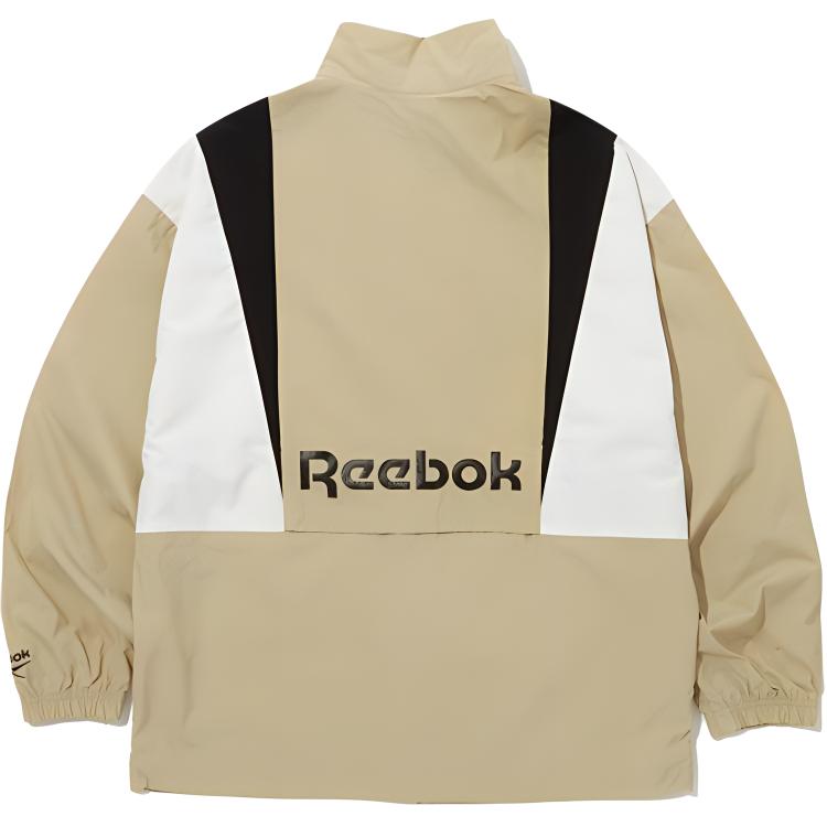 Reebok Twin Vector Color Block Stand Collar Windbreaker Comfortable Breathable Full Zip Jacket Unisex Jacket Beige REJU4EJ39I2