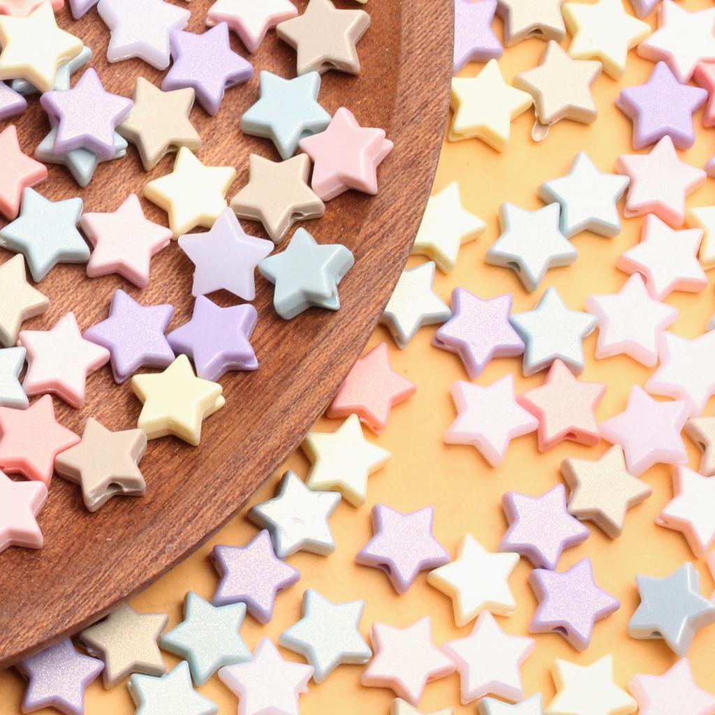 500g about2000Pcs Loose Spacer Beads DIY Accessories Acrylic Necklace 11mm For Jewelry Making Five-pointed Star Bracelet Handmade