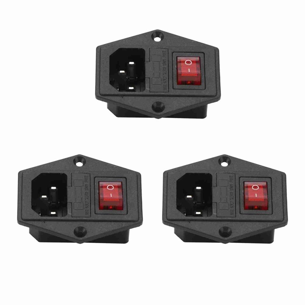 

3PCS With Light Indicator Terminal Power Socket 4 Pin Socket Inlet Module Industrial Applications