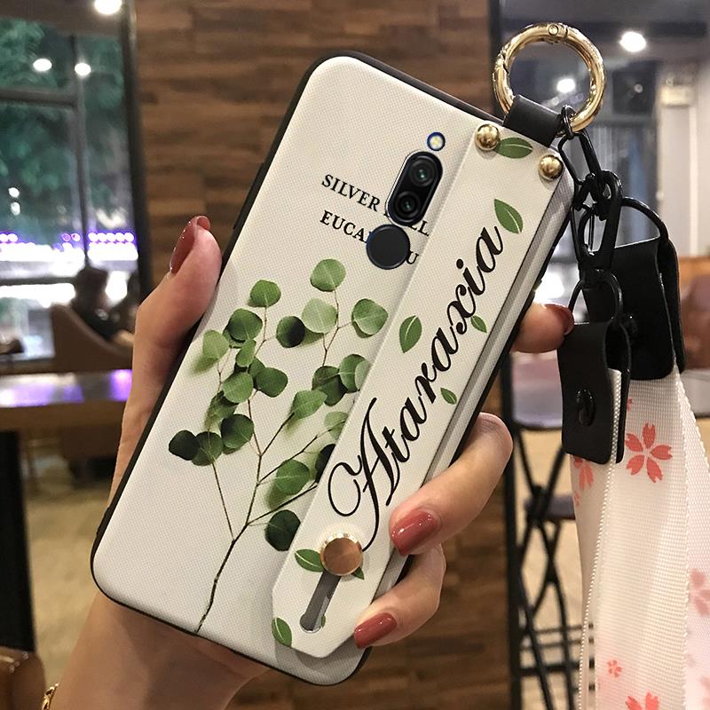 Flower Anti-knock Phone Case For Xiaomi Redmi 8 Silicone Wristband Anti-dust Soft case Fashion Design Phone Holder Ring