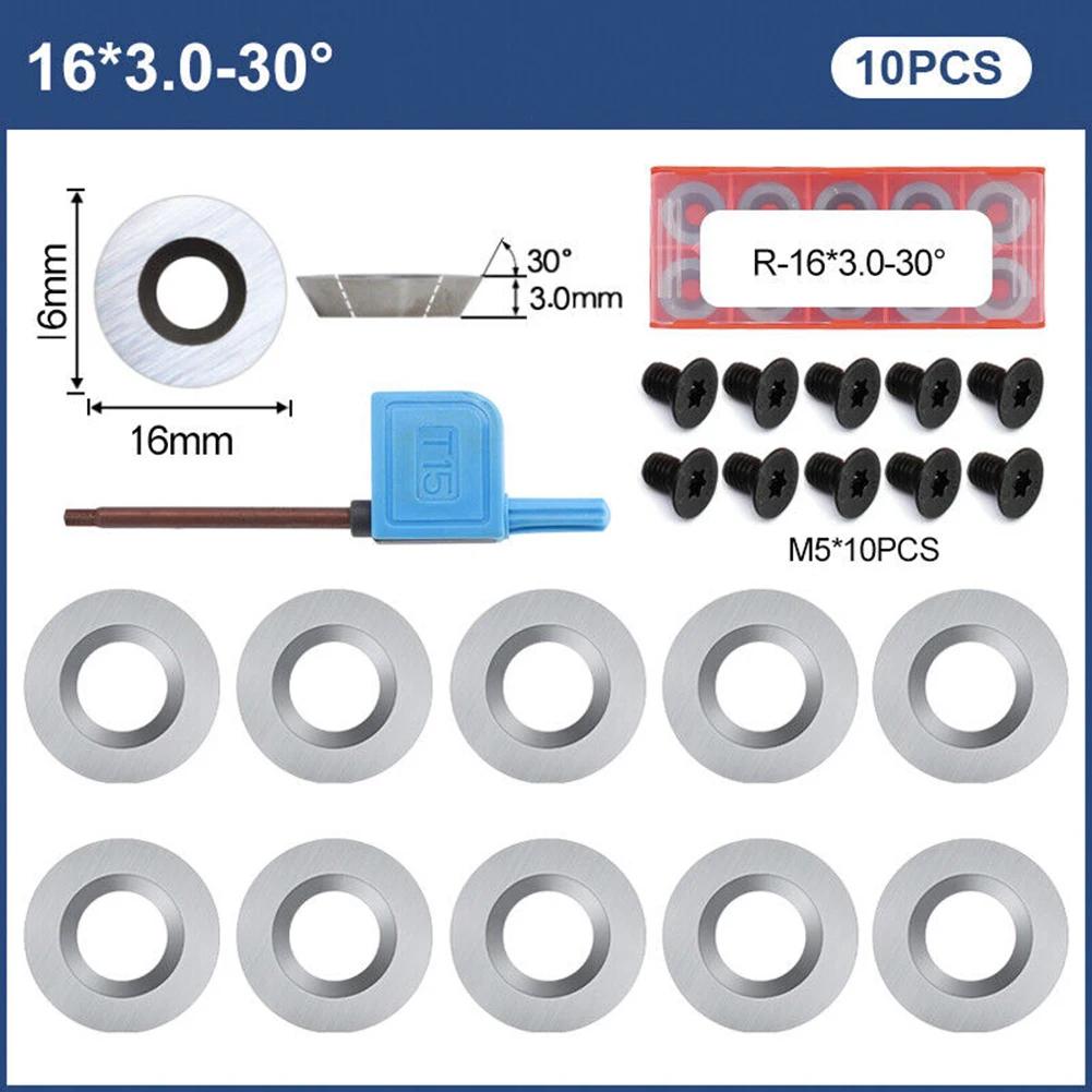~16mm Turning Insert Round ~Carbide Inserts Milling Cutters ~Indexable With Screws 30° Cutting ~Angle For DIY Wood Turning Tool