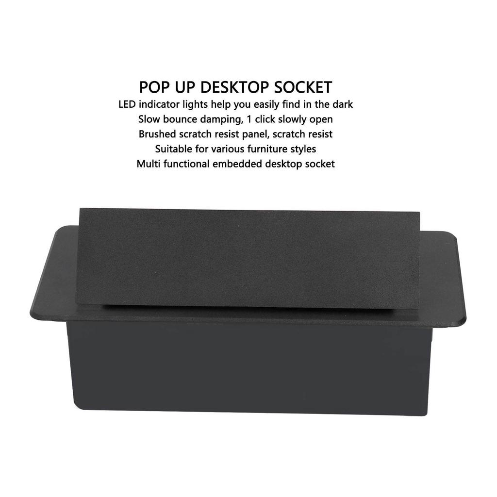 Desktop Popup Socket Desktop  Up Socket 2 X 3 Prong 2 X USB Ports Multifunctional Tabletop Popup Outlet for Home Hotel