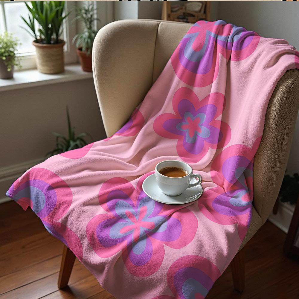 Multi Color Cutout Flower Anime Cartoon Flannel Blanket Soft Warm Throw for Bedroom Sofa Car Kids Holiday Gift