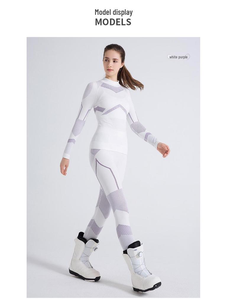 Set de compresie pentru schi cu uscare rapidă pentru femei: Cald, Elimină Transpirația, Respirabil, Croială Strânsă pentru Sporturi în Aer Liber și Alpinism