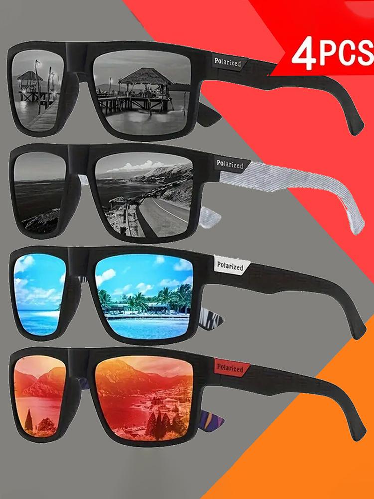 

4-Pack Fashion Square Frame Cycling Glasses Suitable for Outdoor Leisure Sports Driving Glasses for Men And Women Dreamy Lens