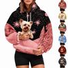 Damen Mode Kariertes Kapuzensweatshirt mit Tier Tasche, Lässiger Pullover Hoodie