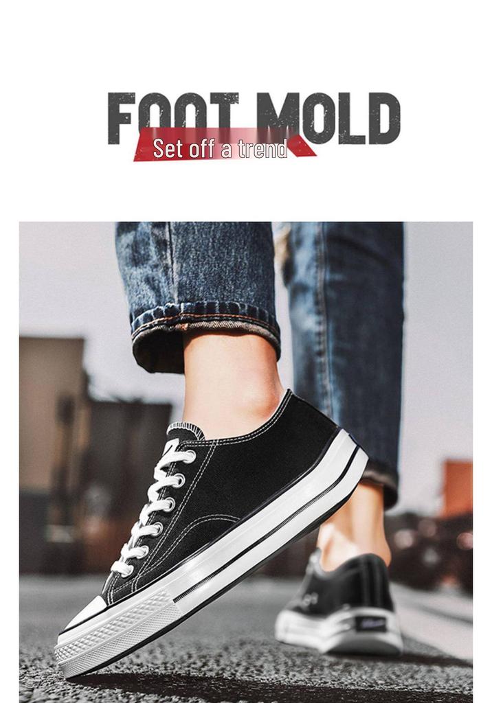 2026 Spring Warrior Low-Top Canvas Shoes: Black & White Casual Sneakers for Men & Women with Thick Soles