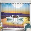 2Panel Swan Lake Swan Curtain Custom Curtains Simple Modern Bedroom Living Room Window Semi-blackout Short Curtain Grommet Top