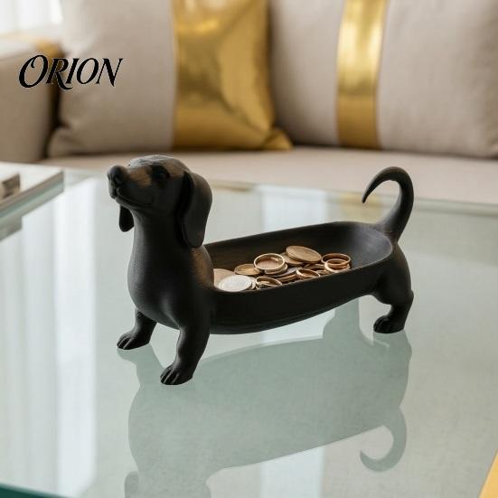 Modernes Wohndekor Tablett 3D-gedruckter Dackel Aufbewahrung für Schmuck Schlüssel Ohrringe, Kreatives Schreibtisch Zubehör Organizer, Tischdekoration Hund