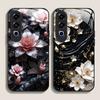 Vintage Floral Stylish Lotus Flower Tempered Glass Phone Case for OnePlus 13R 12 11 10 9 Nord CE4 3 2 Lite ACE2 ACE3 Pro Covers