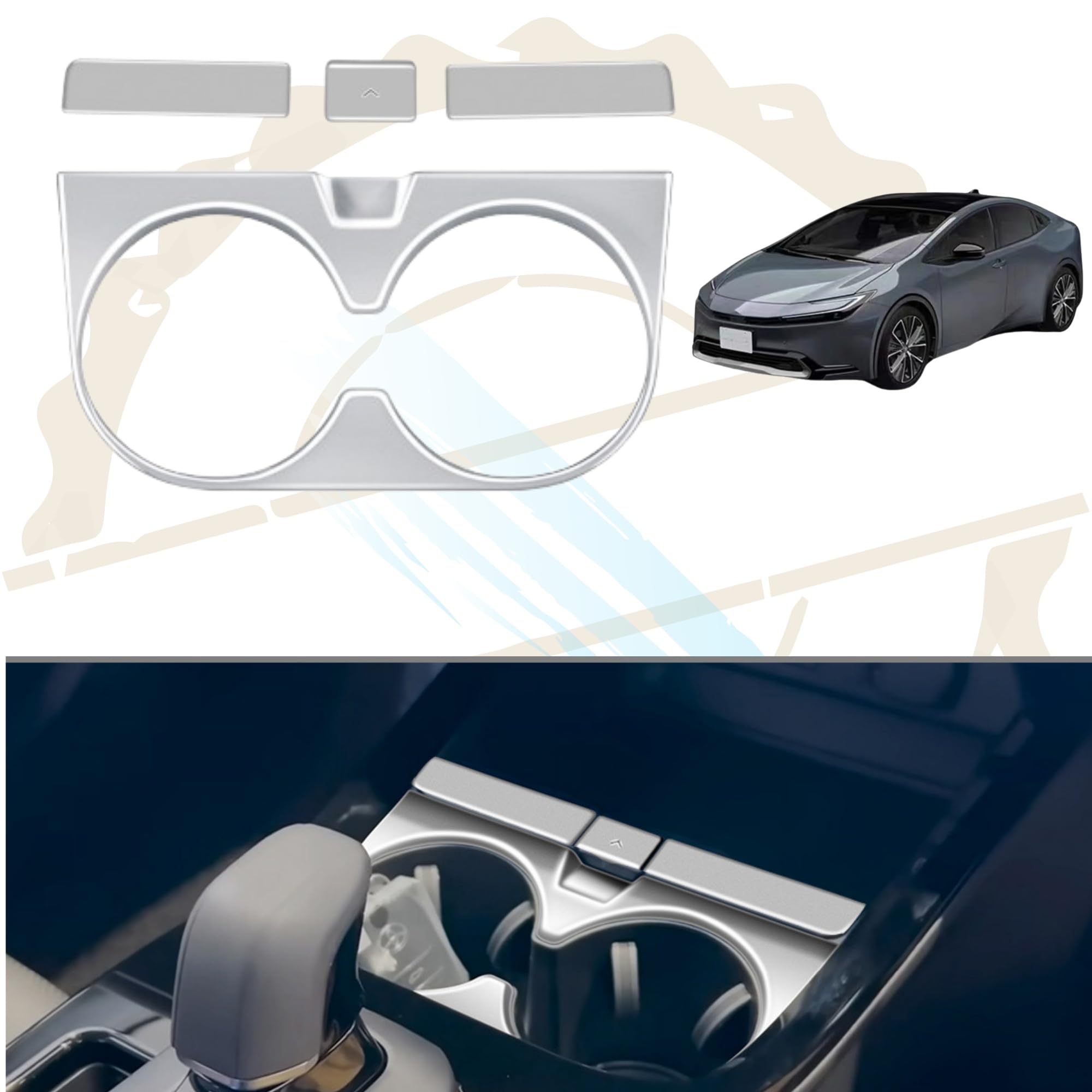 

DodoxDIY Совместимые Аксессуары для Нового Prius 60 Серии Накладка на Панель Подстаканника Центральной Консоли Тюнинг Пользовательские Детали Интерьера Сатиновый Серебристый ABS серебряный