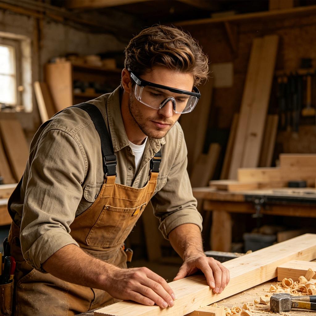 Protective Safety Glasses for Dust Wind Splash and Cutting Work with Clear Lens and Durable Frame for Industrial and Outdoor Use