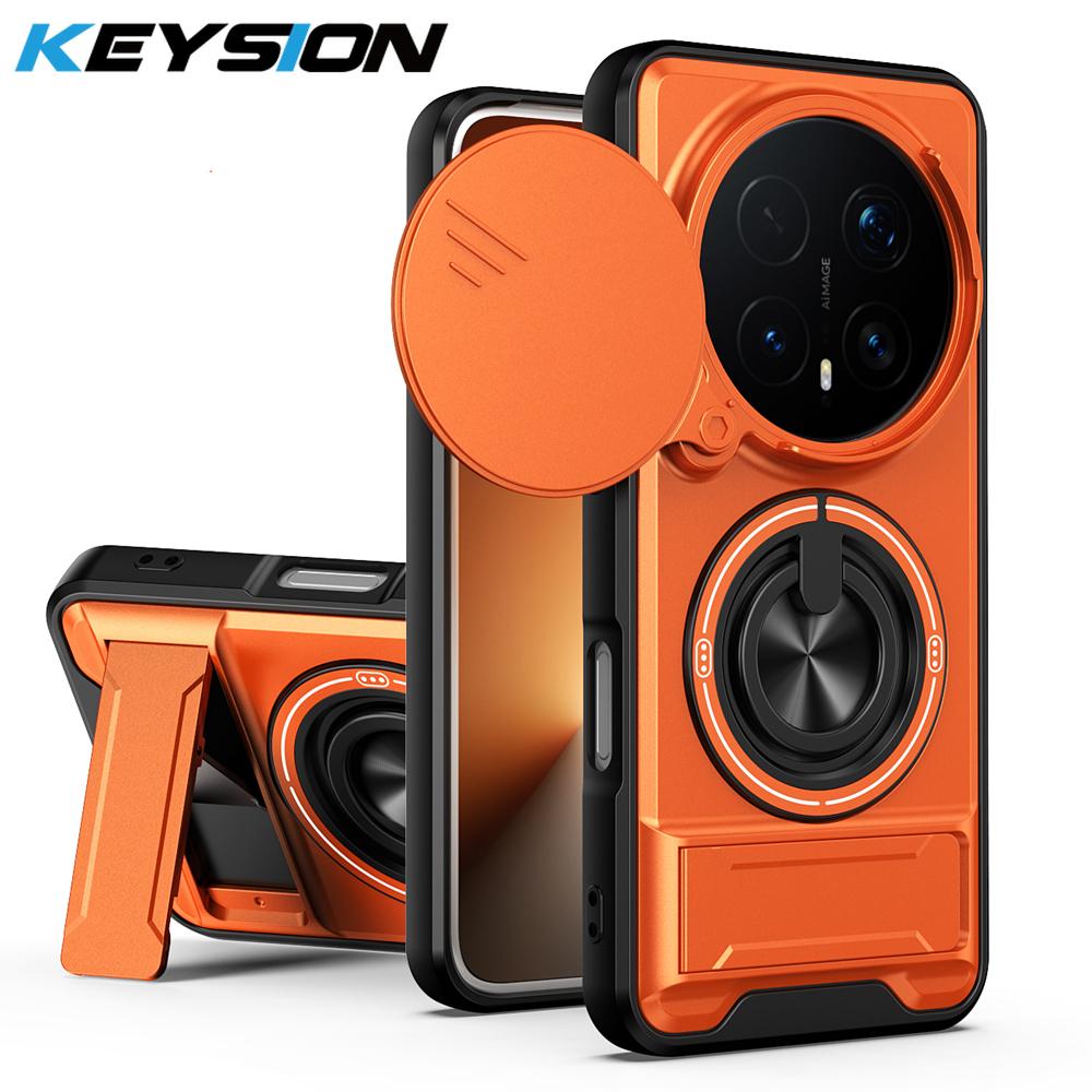KEYSION Magnetic Phone Case for HONOR Magic 8 Pro 5G Slide Camera Protection Upright Kickstand 360 Ring Shockproof Back Cover