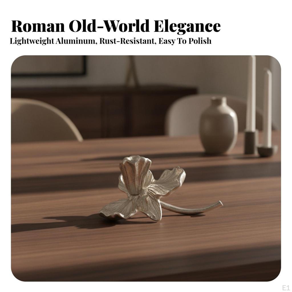 Blooming Metal Taper Candle Holder | Silver Electroplated Finish, Textured Curved Petals, Floral