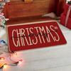 Christmas Carpet Mat Rug Red Background with Green Gold Tree Pattern MERRY CHRISTMAS Text Non-slip Floor Mat for Home Decoration