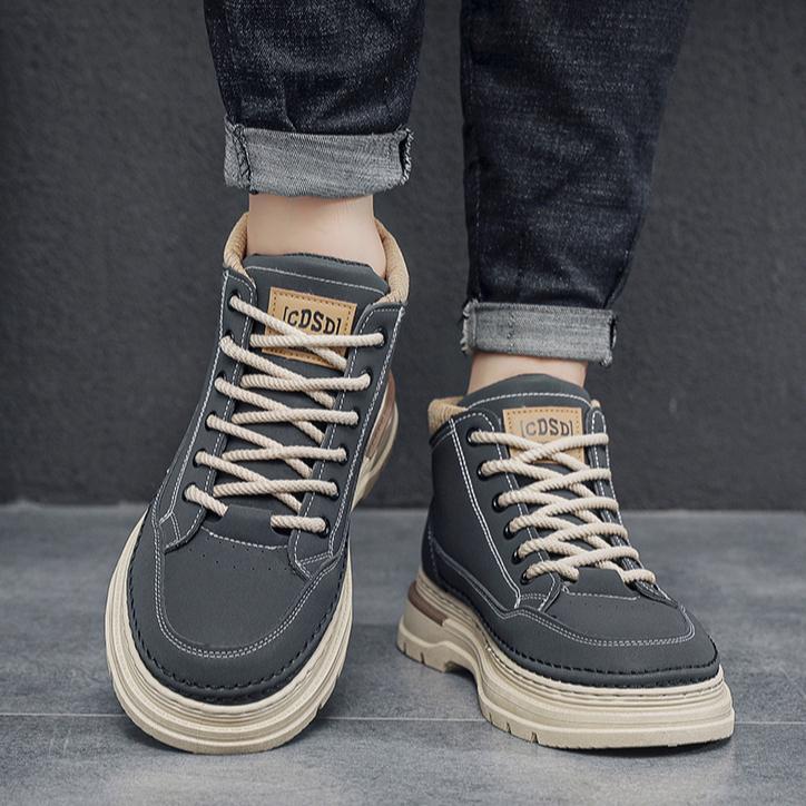 Spring / Autumn Outdoor Men's Work Boots British Style Mid Top Short Boots Men's Casual Leather Shoes