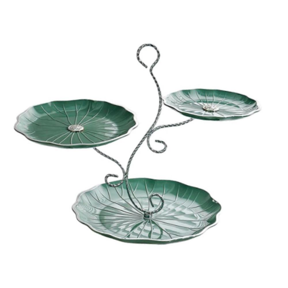 Kakefat med stor kapasitet, grenformet, stabilt, trelags fruktfat, 3-etasjers serveringsbrett, kjøkken