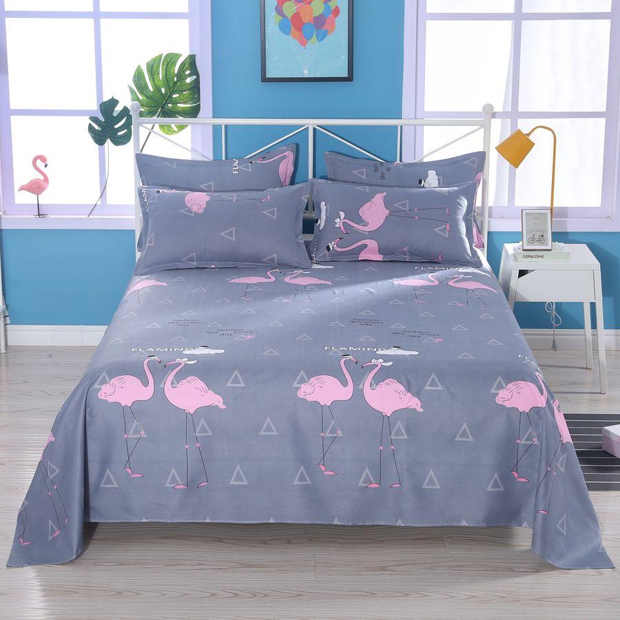 Simple Printed Simple Bed Sheet Single Piece Dormitory Pure Polyester Washed Cotton Single Double Bed Sheet