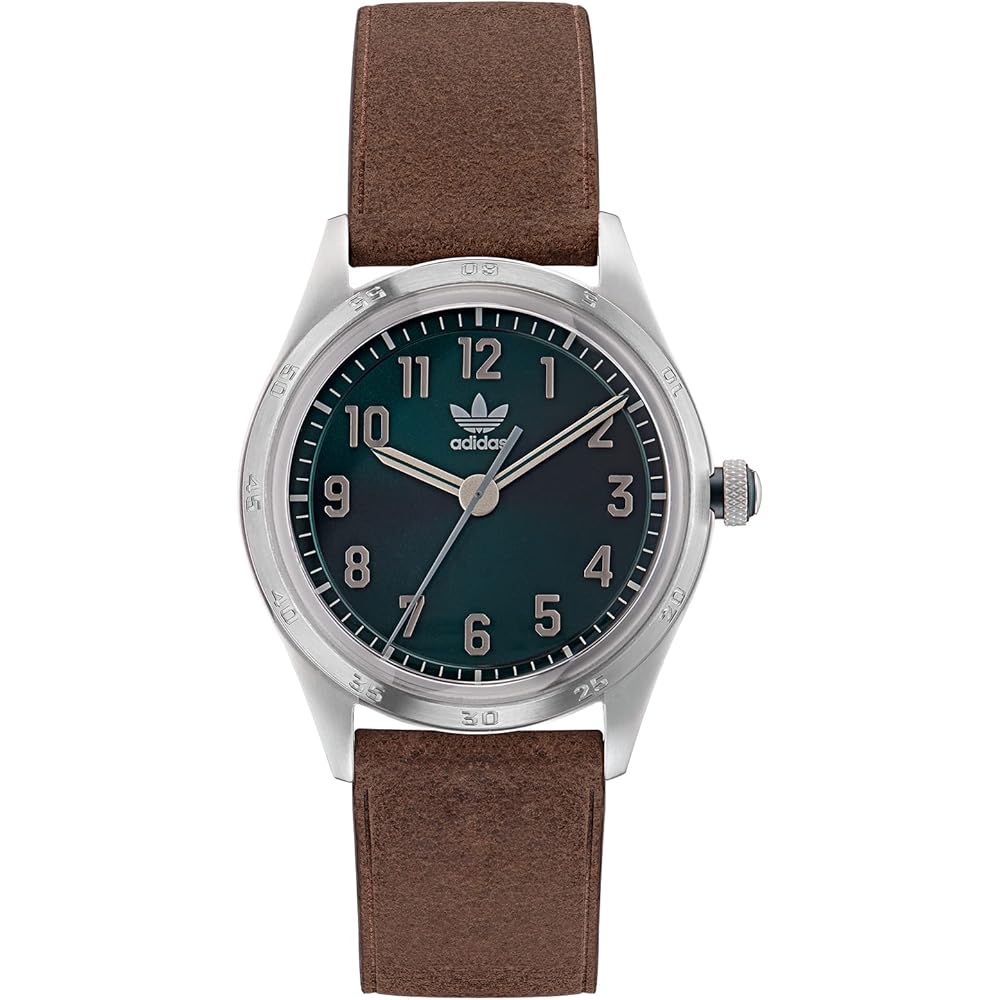 Adidas Originals Codefour Watch AOSY22527 Brown Leather Strap Quartz Timepiece