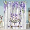 Sunflowers Lavender Shower Curtains Green Plants Popular Flowers Small White Daisy Butterflies Hanging Curtains Bathroom Decor
