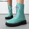 Fashion 2025 Autumn Winter New Boats Women Female High Heel Lace Up Ankle Boots Platform Artificial Leather Ladies Shoes Zapatos Mujer