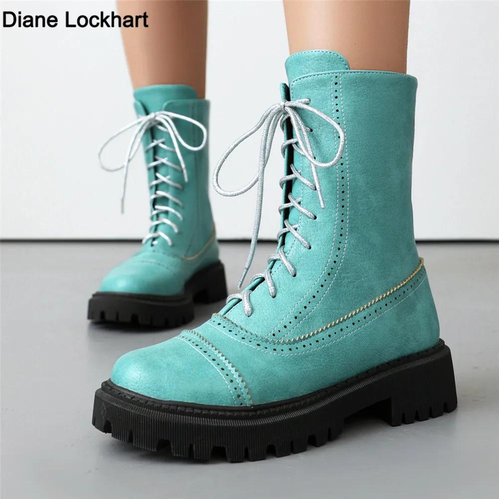 Fashion 2025 Autumn Winter New Boats Women Female High Heel Lace Up Ankle Boots Platform Artificial Leather Ladies Shoes Zapatos Mujer