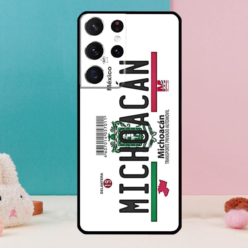 

Michoacan License Plate Embroidery Phone Case For Samsung Galaxy S25 S23 S22 S21 Ultra S9 S10 S20 Plus S24 FE Funda Cover Shell Galaxy S25 Plus