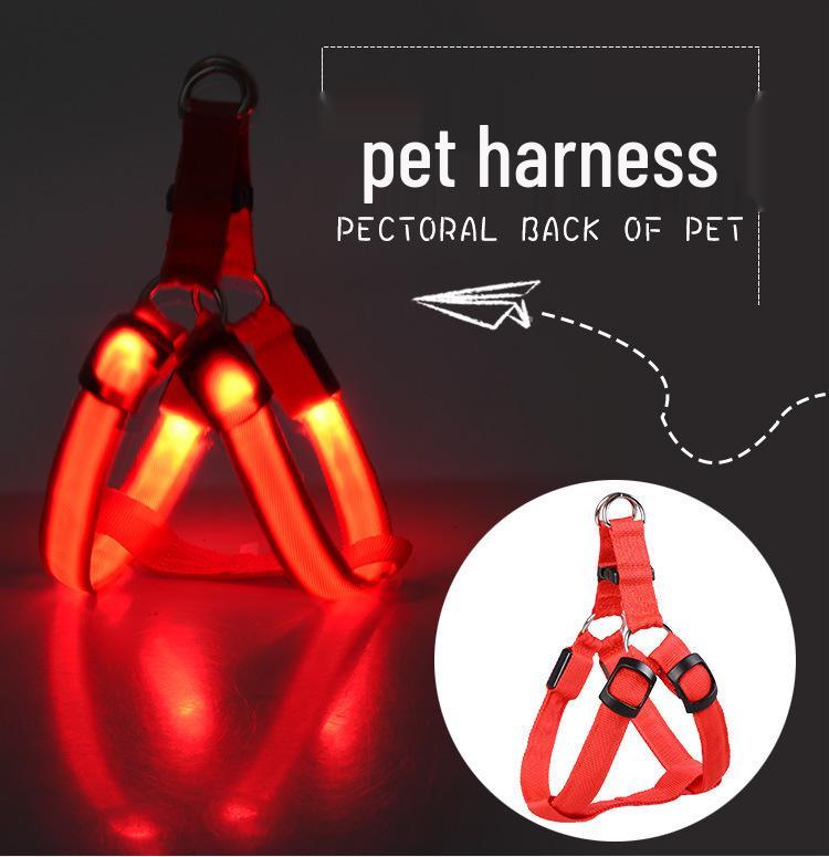 LED Luminous Dog Harness for Medium & Large Dogs - Night Glow Pet Safety Light