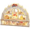 Christmas Village with LED Lighting, 45 cm Christmas Town with Snowman, Reindeer and Trees Natural Wood