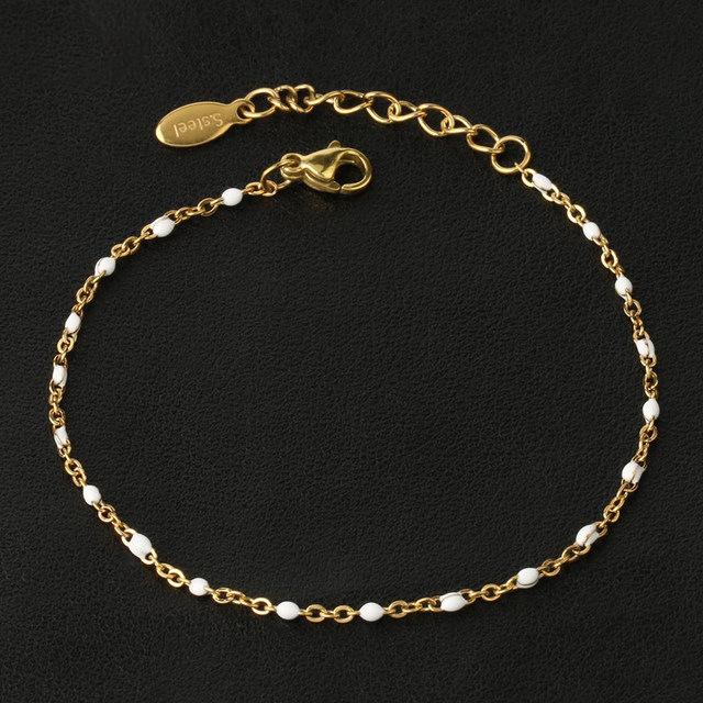Edelstahlarmbänder für Frauen Gliederkette Perlen Damenarmband Schmuck