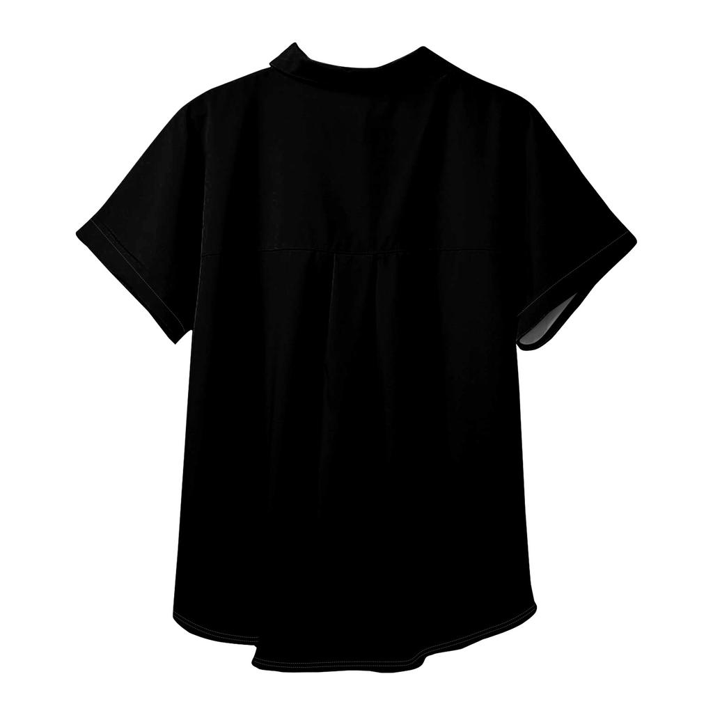 Women's Short Sleeved Shirt, Daily Fashion Printed Button Top, Chest Pocket Cardigan